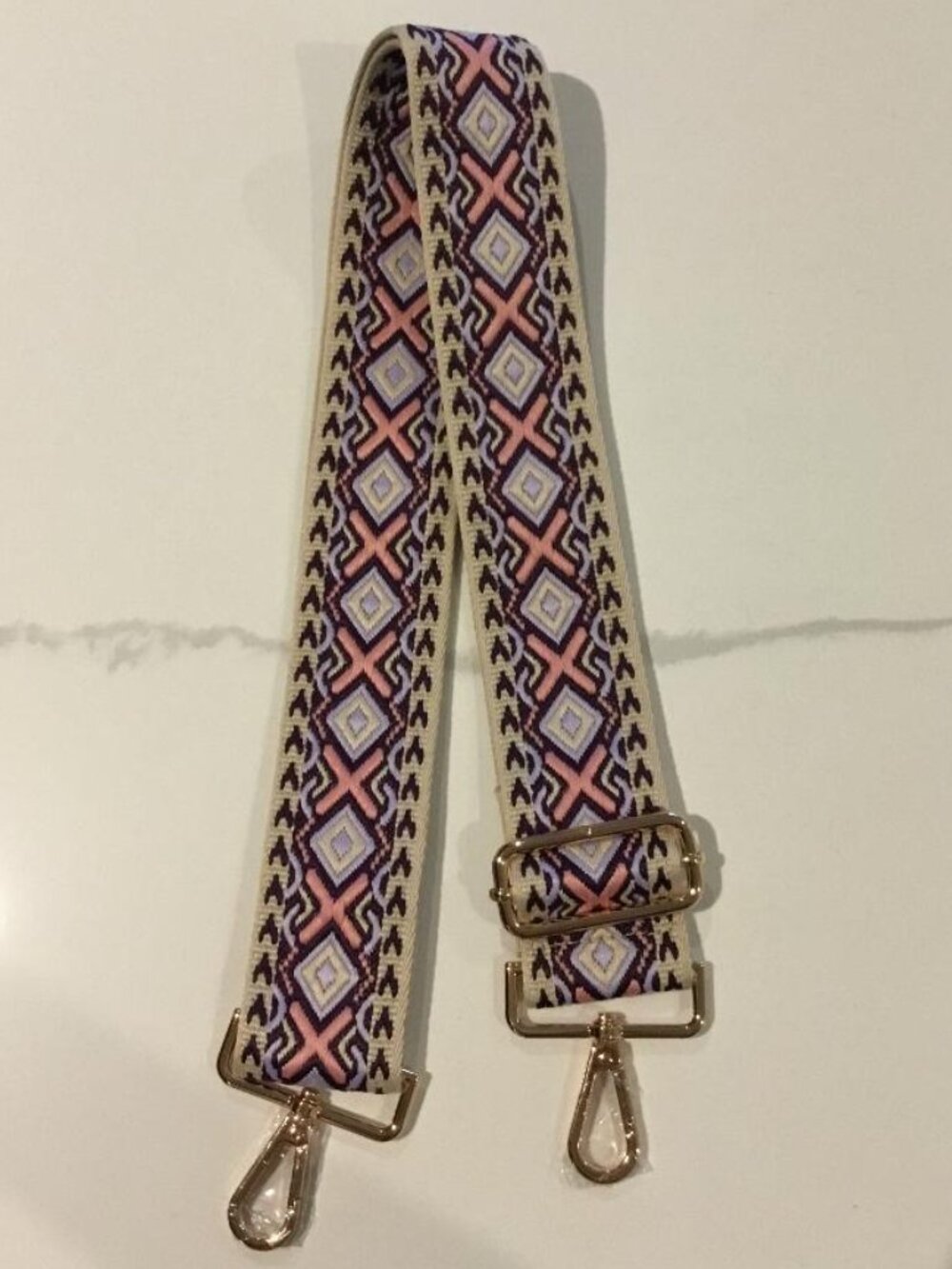 Embroidered Guitar Crossbody Bag Strap, Multicolor w/Gold Hardware NWOT